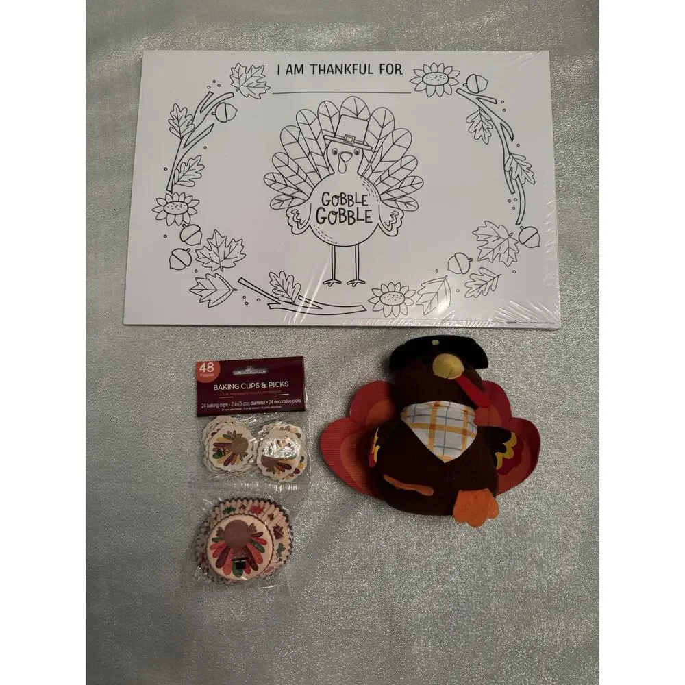 Thanksgiving Accessories Baking Cups Turkey Paper Placemats Kids Children